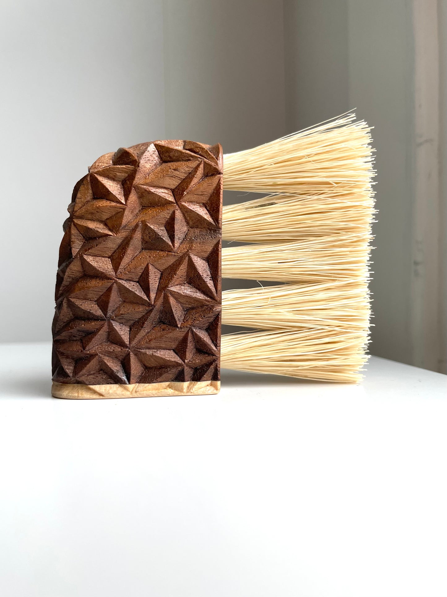 Chip-Carved Brush in Walnut and Maple