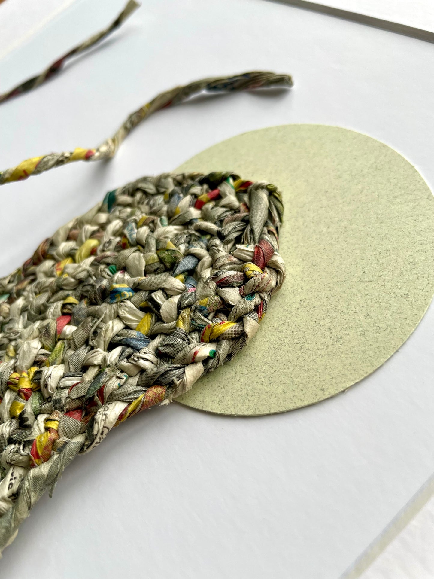 Five-strand braid weave study with newspaper cord