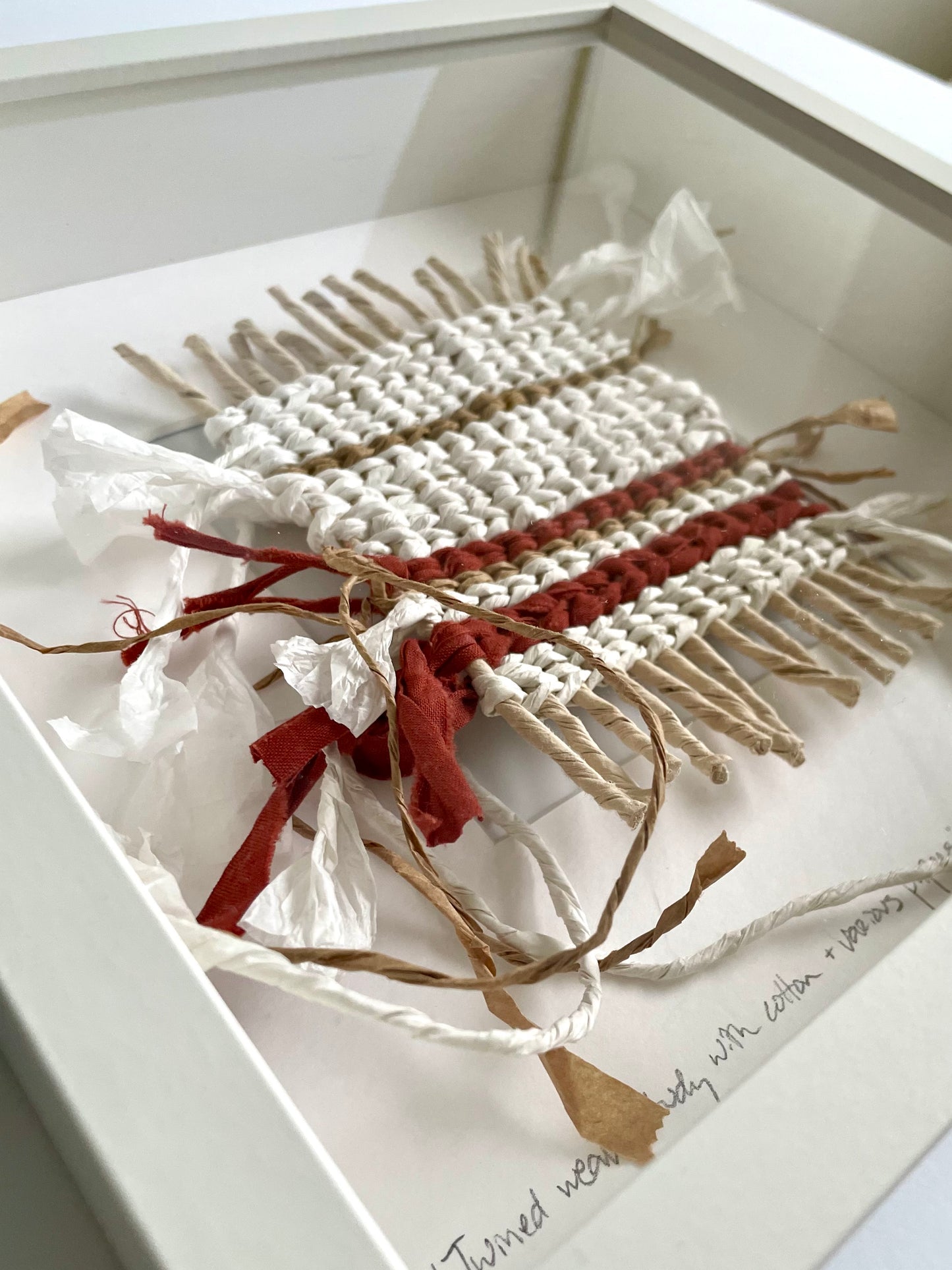 Twined weave study with cotton + various papers