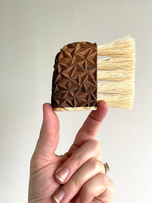 Chip-Carved Brush in Walnut and Maple