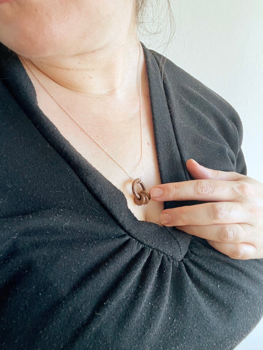 Walnut Ring with Three Beads